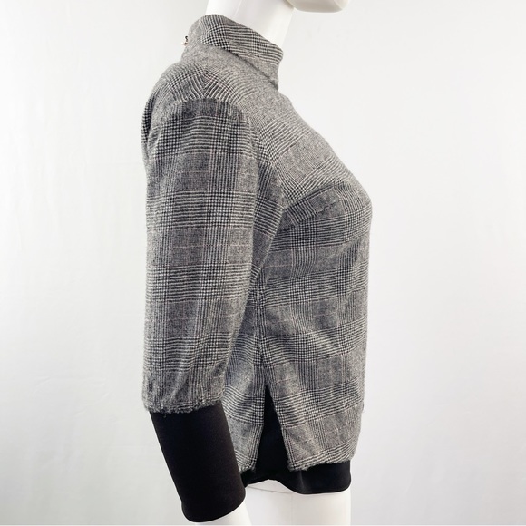 Ted Baker Gray 3/4 Sleeve Glen Check Plaid Sweater Top Size 1 US 4 Wool Blend - Picture 6 of 10